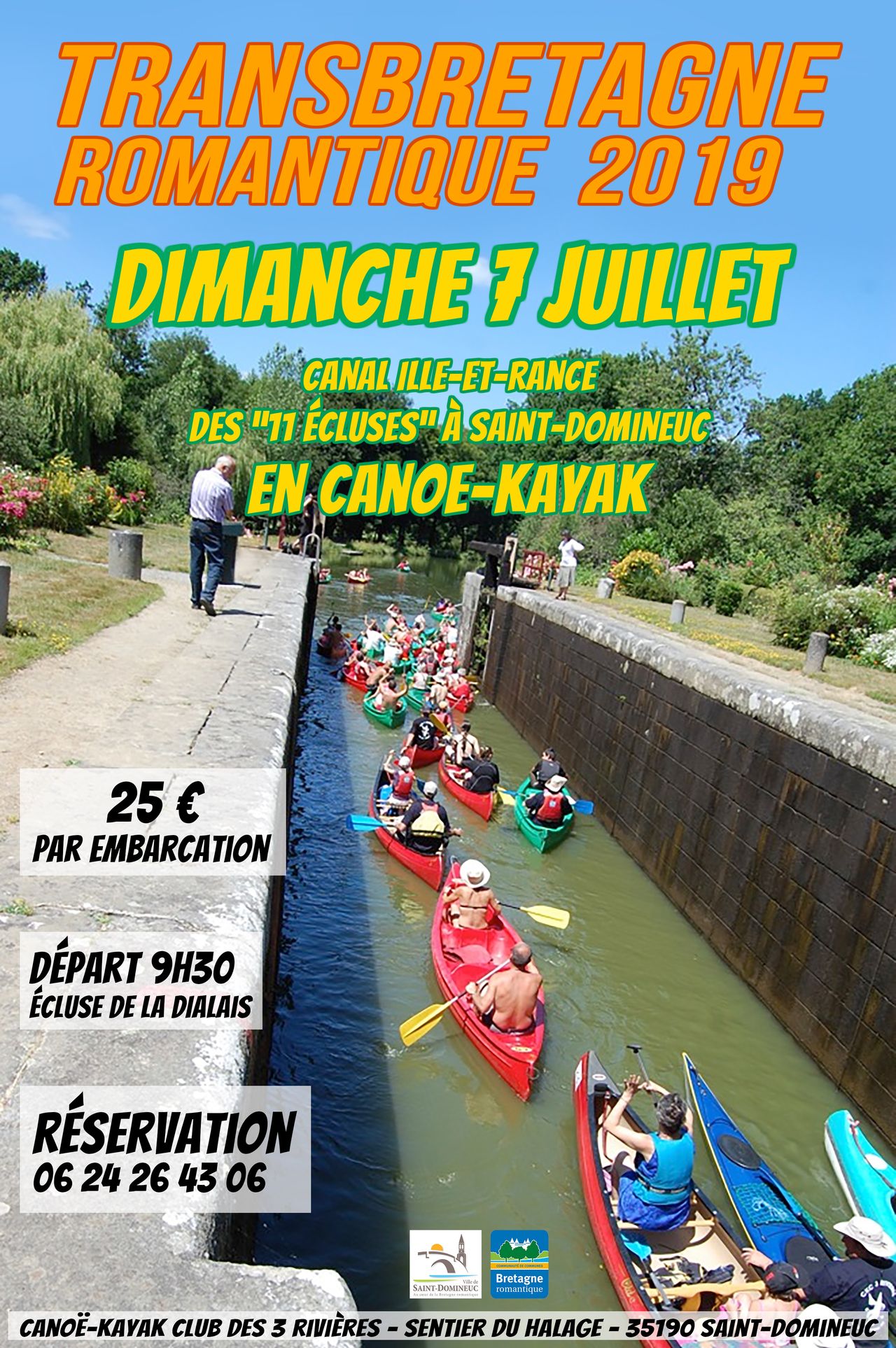 Transbretagne romantique dimanche 7 juillet 2019 - Des "11 écluses" à Saint-Domineuc en canoë-kayak